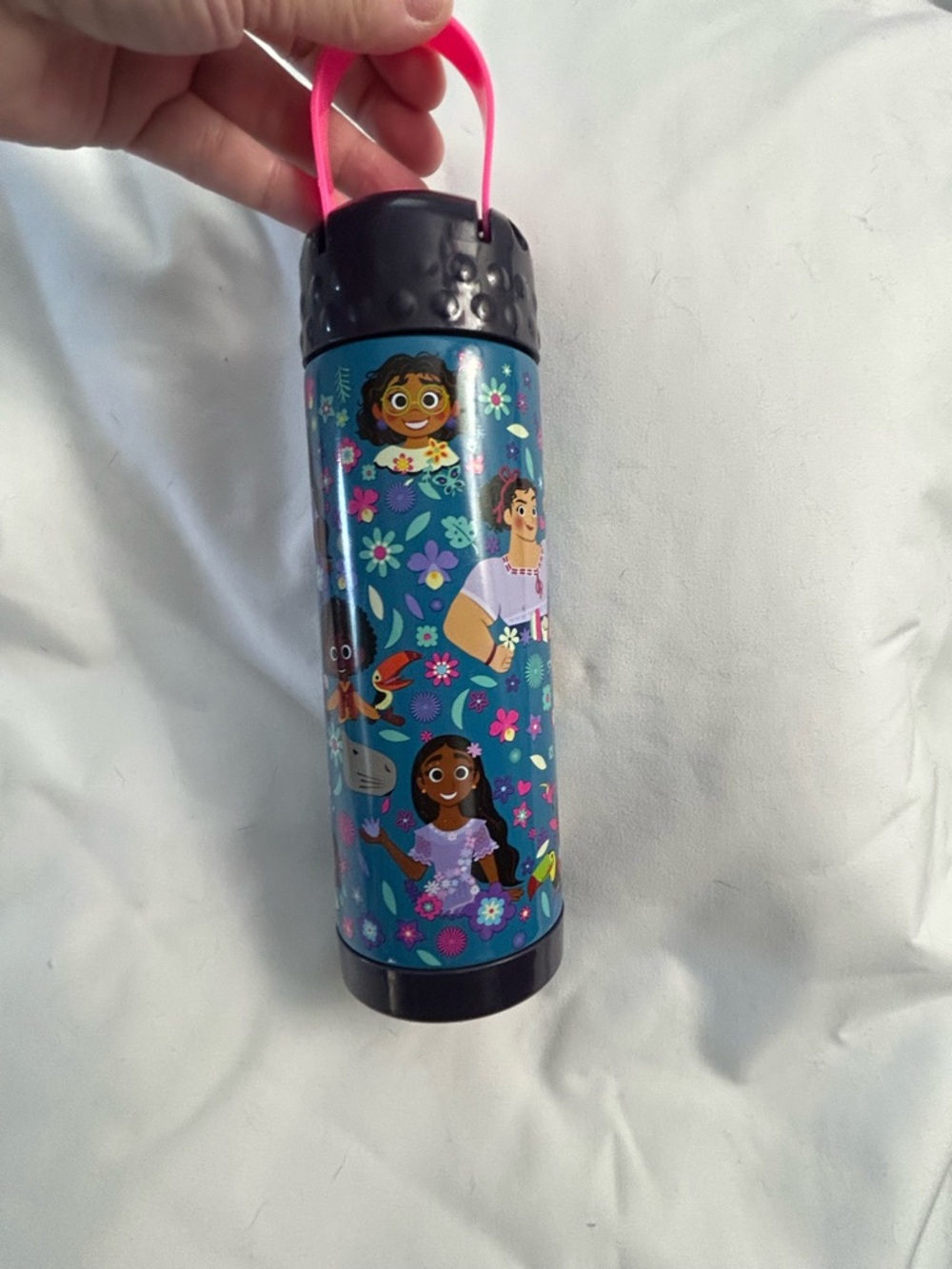 Disney Parks Encanto Character Water Bottle - Floral Design with Pink Handle